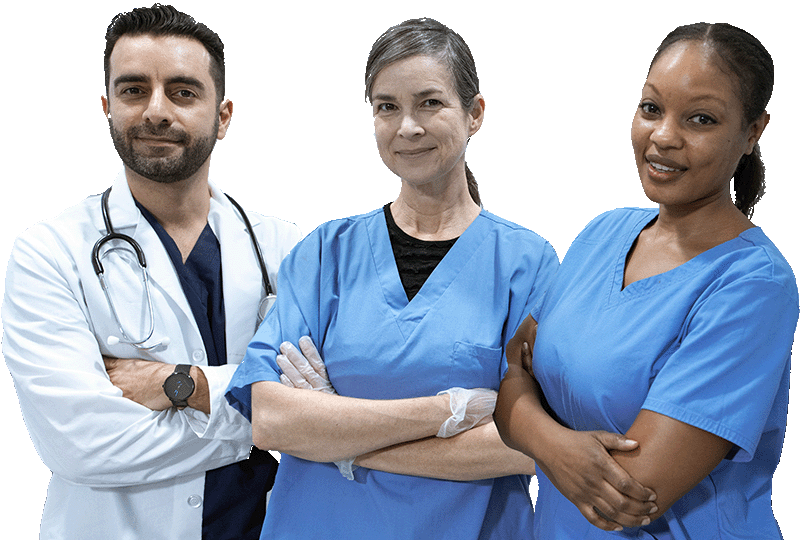Smiling healthcare professionals